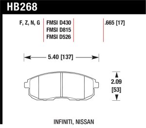 Infiniti G35 Brake Pads - Front - Hawk Performance - HP Plus - `03-`04 Infiniti G35 Brake Pads - Front - Hawk Performance - HP Plus - `03-`04